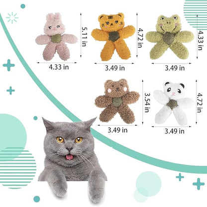 Gavpepy Cat Toys with Catnip Kitten Chew Bite Supplies Boredom Relief Fluffy Kitty Teeth Cleaning Chewing Cat Lovers Interactive Plush Gift (Panda&Panda)