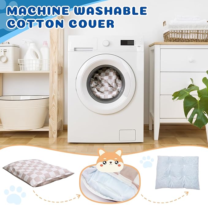 UWELL PETS Large Dog Bed with Removable Washable Cover for Large Dogs Deluxe Plush Dog Crate Beds Comfy Kennel Pad Waterproof Lining and Blue Gel Memory Foam Memory Foam（Brown 40.2 * 30 * 4in）
