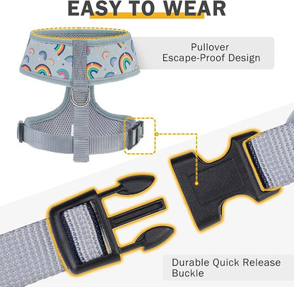 SCENEREAL Small Dog Harness Collar and Leash Set, Adjustable No Pull Pet Harnesses, No Chock Soft Mesh Step in Vest for Doggie Puppy Medium Dogs Cats Girl or Boy,Chihuahua, Yorkie, Outdoor Walking