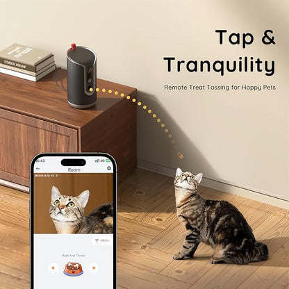 TKENPRO Pet Camera Treat Dispenser [1-Year Trial: Cloud + AI Features Included], 2K Dog & Cat Cam, Remote Treat Tossing, 360° Auto Tracking, 5G/2.4G WiFi Compatible, 2-Way Talk, Motion Alerts Indoor