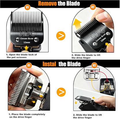 Dog Grooming Clipper Blades Replacement Compatible with Andis Dog Clippers,Most OsterA5, Wahl KM Series Pet Clippers (Black(3FC))
