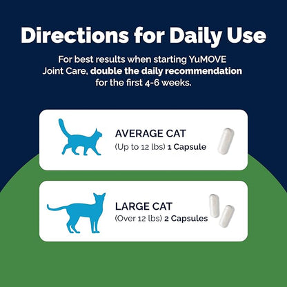 YuMOVE Cat Joint Supplement with Glucosamine,Chondroitin, Omega 3, Hyaluronic Acid, & Green Lipped Mussel - Joint Support Supplement - for Senior Cats 60 Capsules