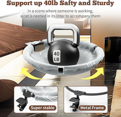SAMAH Rotatable Cat Desk Bed, Suspended Luminous Cat Desk Hammock, Removable Faux Fur Fabric Supports Up to 30lbs, Suitable for Office Desk, Game Table, Gifts for Cats Pets