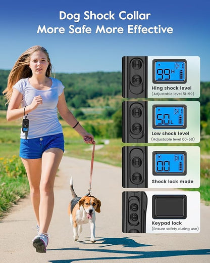 Dog Training Collar with Remote, 4200FT Electronic Dog Shock Collar with Beep, Vibration, Shock, Light and No Shock Mode, Electric Training Collar Set for Small Medium Large Dogs (Black Green)