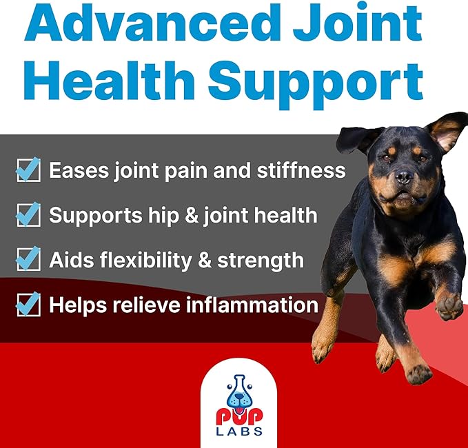Pup Labs Freedom Joint Chews, Dog Glucosamine Packed with Super Nutrients, Delicious Hip and Joint Chews for Dogs, Pain Relief for Dog Joints to Keep Your Pup Happy and Active, Made in USA, 30 Chews