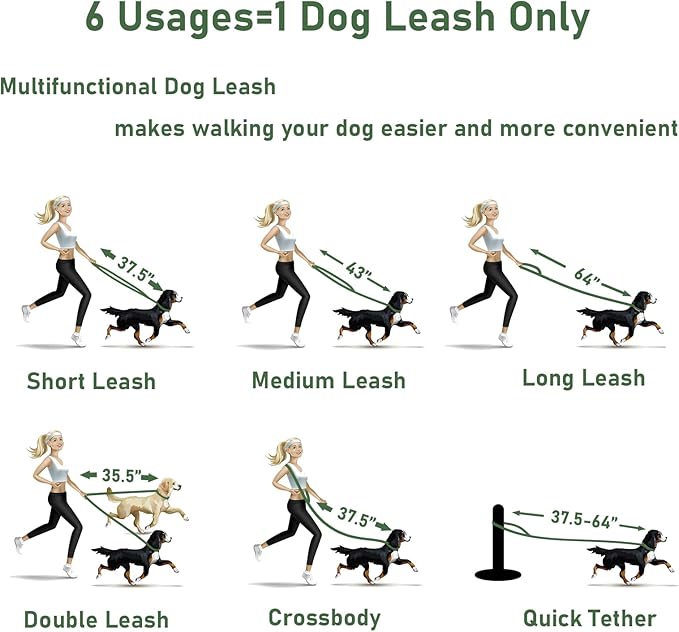 ZALER Dog Collar and Leash Set, Waterproof Adjustable Odor Proof Pet Collars Leashes Easy to Clean, 6FT Dog Leash with 2 Hooks for Large, Medium Small Dogs (XS, Green)