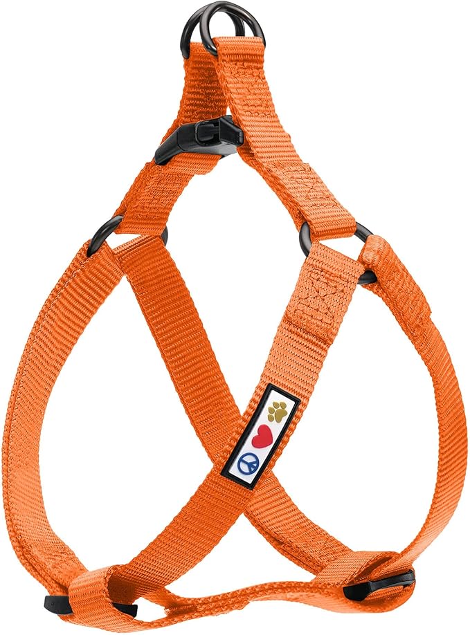 Pawtitas Solid Step-in Dog Harness – Adjustable No-Pull Vest for Puppies to Seniors, Safe & Comfortable XS Orange