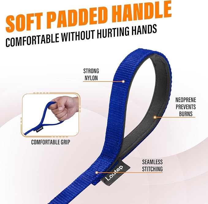 Dog Training Leash - Long Line for Recall & Obedience, Nylon Training Lead with Padded Handle, 15 ft / 20 ft / 30 ft / 50 ft / 100 ft - Long Leash for Dogs Outside, Small/Medium/Large