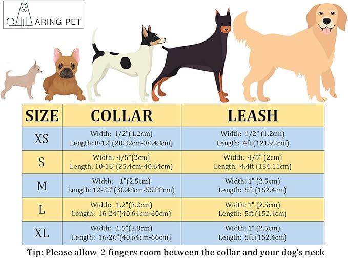 ARING PET Dog Collar and Leash, Velvet Dog Collar and Leash Set, Soft & Comfy, Adjustable Collars for Dogs