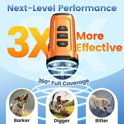 Cbersmg Dog Bark Deterrent Device 3X Anti Barking Device for Dogs, 5 Modes Stop Neighbors Dog Barks No More Safe for All Dogs 50FT Bark Control Indoor Outdoor with Flashlight,Dog Training Device