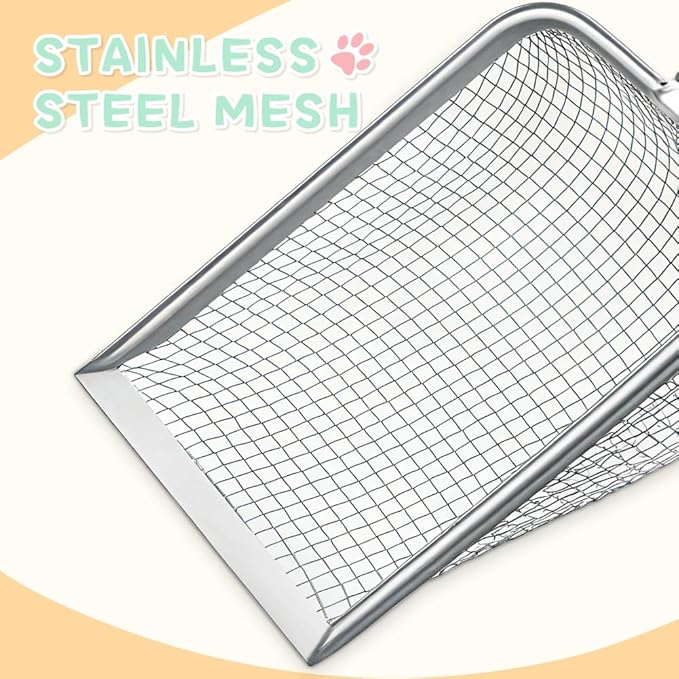 Apidgrowth Metal Cat Litter Scoop,Sturdy Litter Cleaner Corner Shovel,Stainless Steel Mesh Litter Shovel,Easy to Clean Reptile Terrarium Sand Waste(Black)-Christmas