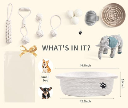 Dog Gift Basket – Puppy Starter Kit, Welcome New Puppy Gift Basket with Interactive Toys Bundle, Perfect Dog Birthday Set with Chew Toys, Pet Essentials for New Owners