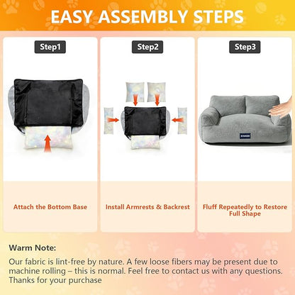 Cat Bed with Beveled Armrests, Warm Cat Beds for Indoor Cats with Removable Cover, High-Resilience Foam Cat Couch That Won’t Flatten Even After Long-Term Use, Washable Pet Bed for Cats & Small Dogs