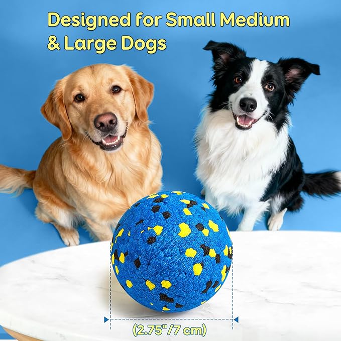 Kimee Dog Balls Tennis Ball Toys Dog Toys for Aggressive Chewers Durable Teething Chew Toys Water Toy Fetch Ball for Large Medium Small Dog and Puppies (4 Balls)