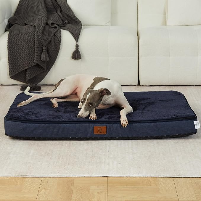 LIORCE Memory Foam Large Dog Bed - 4” Thick Orthopedic Beds for Large Dogs - Waterproof Dog Bed with Removable Washable Cover & Wrap-Around Zipper - Ultimate Comfort and Easy Maintenance