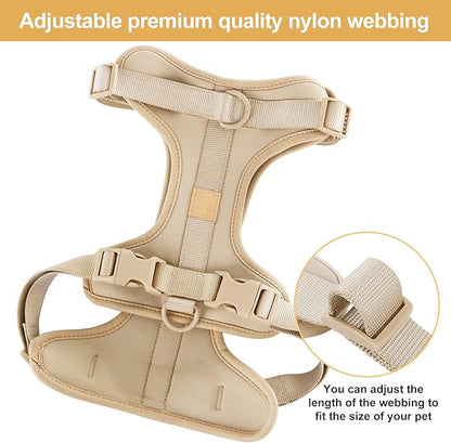 No Pull Lightweight Dog Harness: Adjustable Durable Breathable Mesh Pet Vest Harness with Soft & Comfortable Cushion, for Small Medium Large Dogs (Medium, Sand Color)