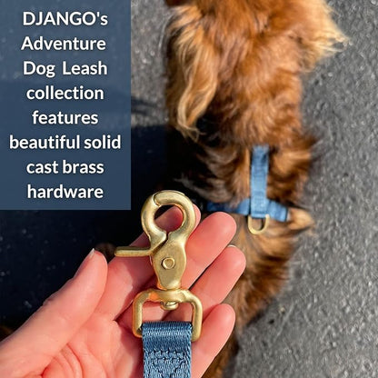 DJANGO Adventure Dog Leash – Strong, Comfortable, and Stylish Dog Leash with Solid Brass Hardware and Padded Handle - Designed for Outdoor Adventures and Everyday Use (Indigo Blue)