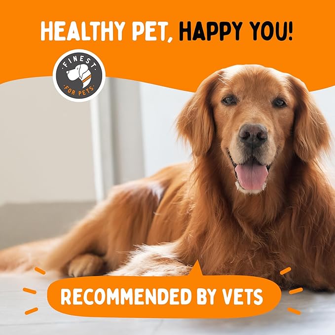 Finest For Pets Multivitamin Dog Supplement – 10 in 1 with Omega Fish Oil & Glucosamine for Improved Joint & Skin Support, Gut, Digestion & Immune Everyday Health (120 Chewable Treats)