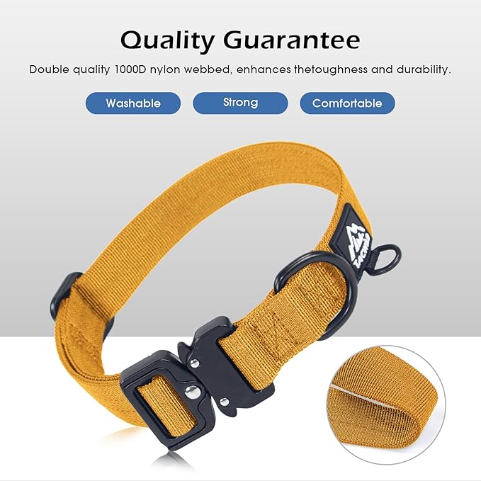 Dog Collars for Small Dogs Chritsmas Boy Girl - Adjustable, Chew Proof Nylon Collar with Metal Quick Release Buckle and D-Ring for Dog Tags (Turmeric Yellow, S)(not Included The Pendant)