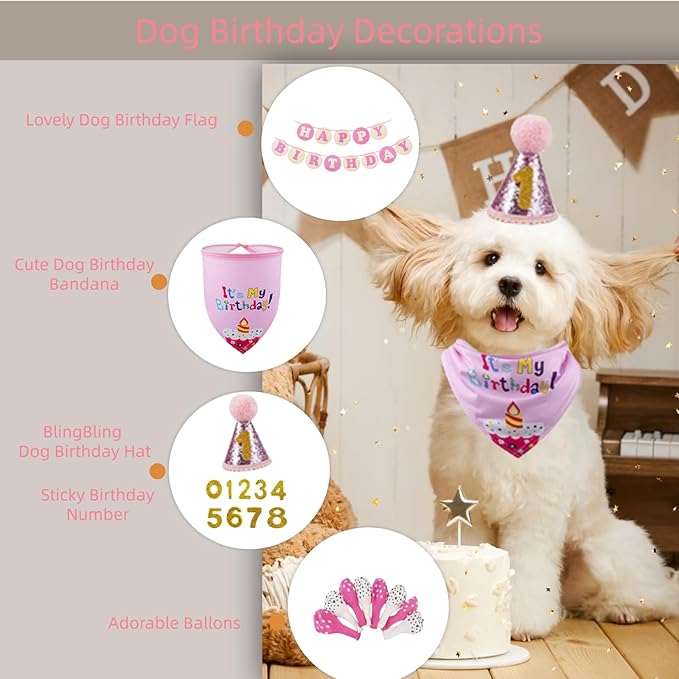 Pet Birthday Party Set,Dogs Bandana and Dog Birthday Hat with Star Pattern Design, Adjustable Sequin Bow tie Accessories, Blue Birthday Boy Scarf (Dark Blue)
