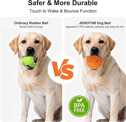 JEISOTHB Interactive Dog Toys Dog Ball, Durable E-TPU Material,3 Play Modes with Colorful Lights, Automatic Moving, Bouncing and Rotating for Medium and Large Dogs Indoor & Outdoor (Orange)