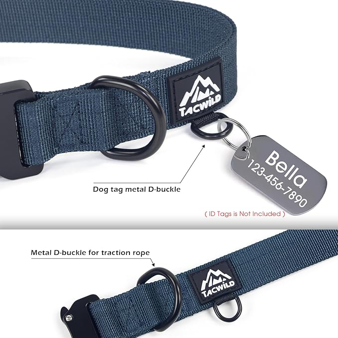 Dog Collar for Small Dogs Christmas Boy Girl- Adjustable, Chew Proof Nylon Collar with Metal Quick Release Buckle and D-Ring for Dog Tags (Navy Blue, S)(not Included The Pendant)