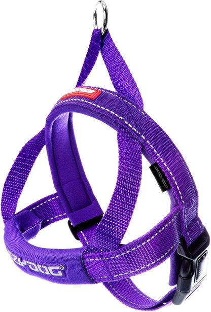 EzyDog Quick Fit Dog Harness – No Pull Harness for Training, Everyday Walking, and Easy Control - Adjustable Fit, Reflective, and Padded (Large, Purple)