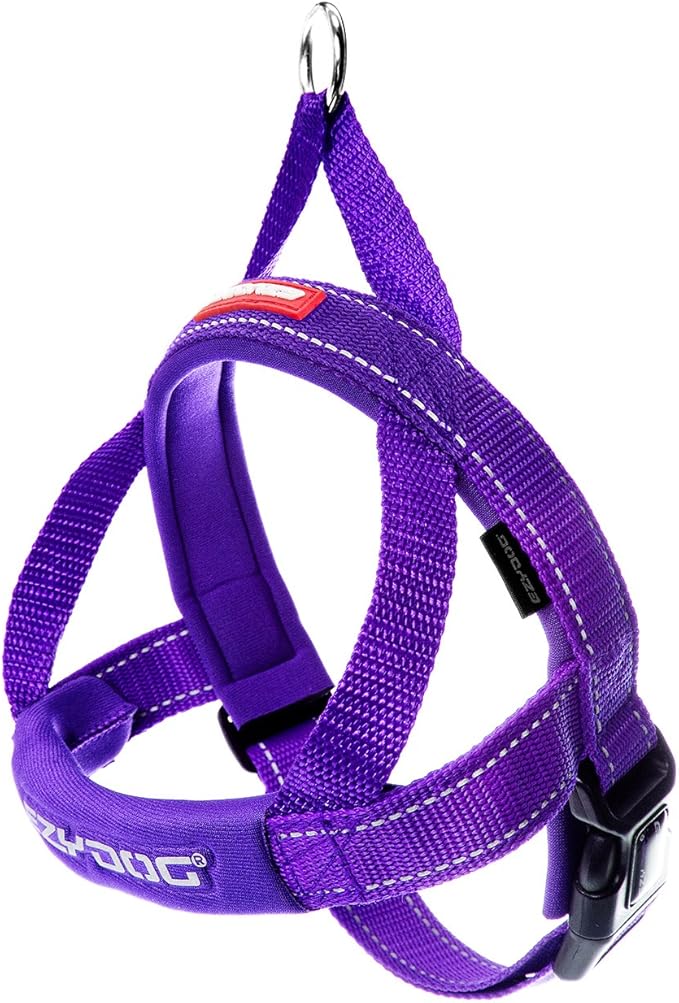 EzyDog Quick Fit Dog Harness – No Pull Harness for Training, Everyday Walking, and Easy Control - Adjustable Fit, Reflective, and Padded (Small, Purple)