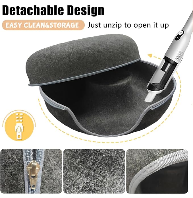 ZVGV 24inch-Tunnel Bed for Indoor,cattasaurus Peekaboo cat cave for Multiple,Detachable Felt Felt Washable Interior for Indoor Cats,Donut Tunnel (Dark Grey)