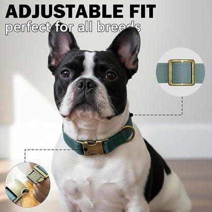 Dog Collars for Large Dogs Silicone Leather Dog Collars Soft Flexible Waterproof Odor-Proof Durable Thick Classic Adjustable Pet Puppy Collar (Brown, Large (14.5-24" Neck))