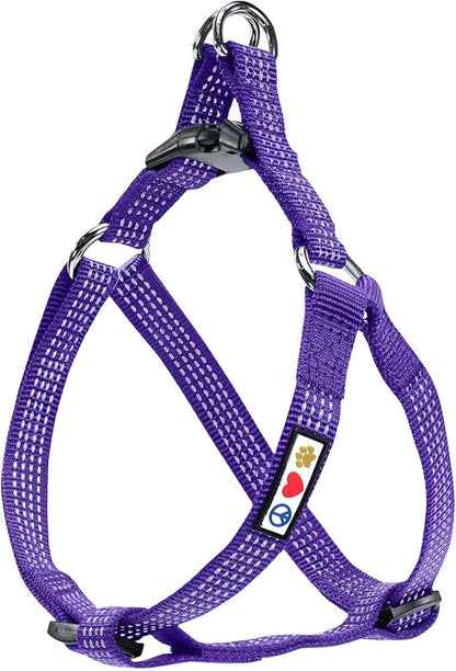 Pawtitas Reflective Step-in Dog Harness – Adjustable No-Pull Vest for Puppies to Seniors, Safe & Comfortable, L Purple