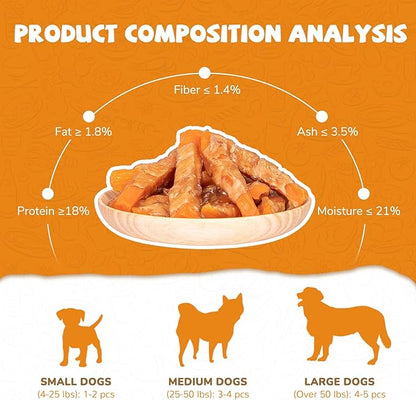 PAWUP Dog Treats Chicken Jerky Wrapped Sweet Potato, Natural Ingredients w/Taurine, Grain Free Dog Treats, 12.5 oz