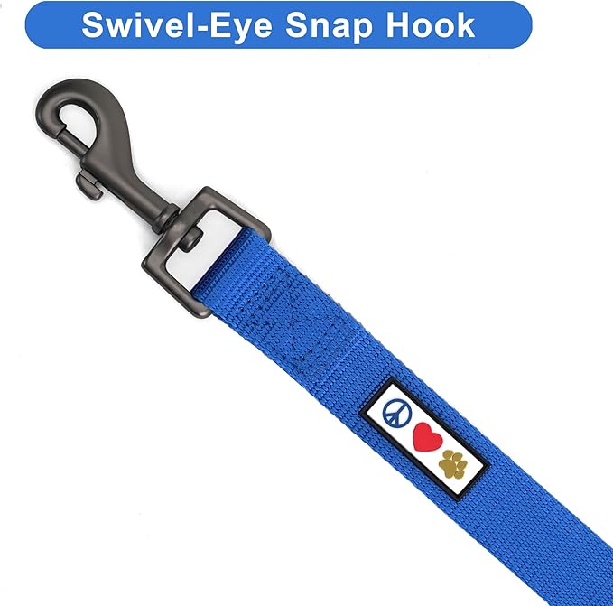 Pawtitas Solid 6 ft Blue Dog Leash XXS/Cat Custom Name and Phone Embroidery Strong Nylon Leash for Small Breeds