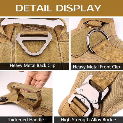 Tactical Dog Harness Vest Escape Proof Harness Military Vest No Pulling K9 Working Training Pet Vest for Medium Large Dogs(L) Army Yellow