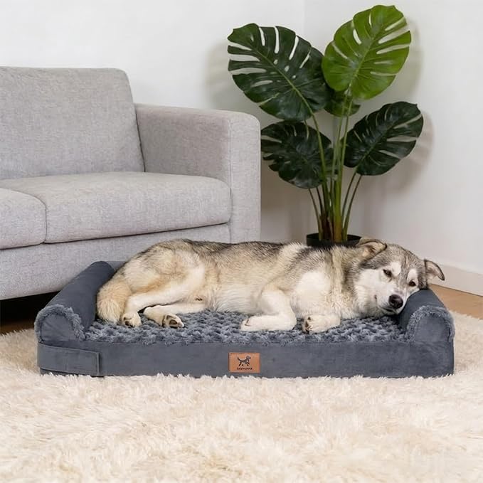PAWPUBBY XXL Orthopedic Dog Bed, Memory Foam Waterproof Pet Bed with Removable Washable Cover, Non-Slip Extra Large Dog Bed for 110lbs Large Dogs & Senior Dogs (Dark Gray)