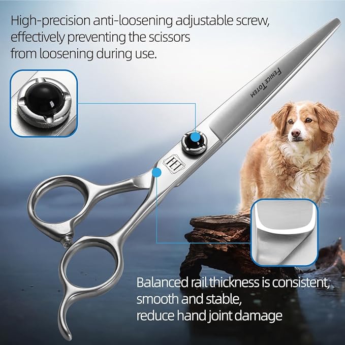 Fenice Totem Dog Grooming Scissors: 7 inch Pet Shears Made Of Japanese 9CR Advanced Stainless Steel Professional Grooming Scissors for Dogs Cats and Other Pets