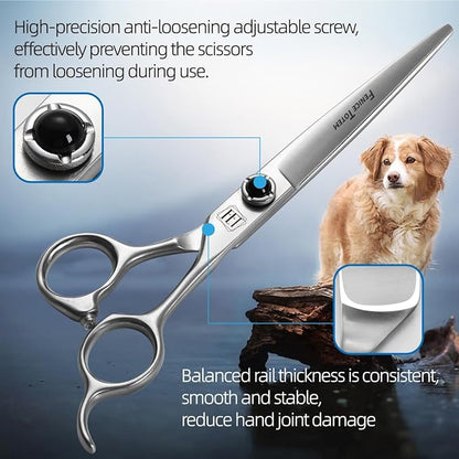 Fenice Totem Dog Grooming Scissors: 7 inch Pet Shears Made Of Japanese 9CR Advanced Stainless Steel Professional Grooming Scissors for Dogs Cats and Other Pets