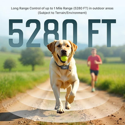 My Pet Command Long Range Dog Training Collar with Remote 1 Mile/5280 Ft, Safe Shock, Vibrate, Tone, Flashing Beacon Lights, Rechargeable Waterproof Remote Device, add up to 2 Collars. 1 Collar Pack