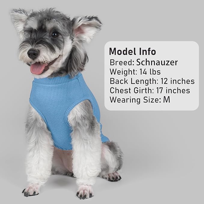 KYEESE 2Pack Waffle Dog Shirts Stretchy Dog T-Shirts Lightweight Dogs Tank Top Sleeveless Striped Dogs Shirt Vest Breathable, XX-Large, Blue+Striped