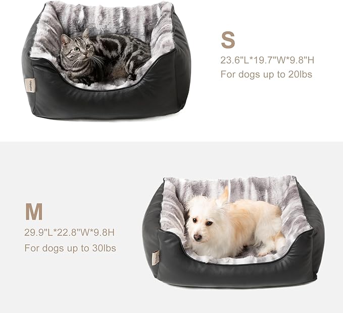 Rectangle Washable Orthopedic Dog Bed for Small, Medium Dogs, Soft Calming, Sleeping Puppy Bed Durable Pet Cuddler with Anti-Slip Bottom, S (24"x20"x10") (Black, Small) (Black, Small)