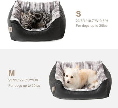Rectangle Washable Orthopedic Dog Bed for Small, Medium Dogs, Soft Calming, Sleeping Puppy Bed Durable Pet Cuddler with Anti-Slip Bottom, S (24"x20"x10") (Black, Small) (Black, Small)