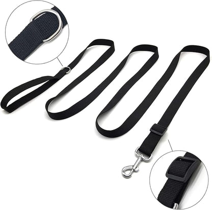10FT Adjustable Dog Leash, Nylon Dog Leashes for Medium Large Dogs (Black)
