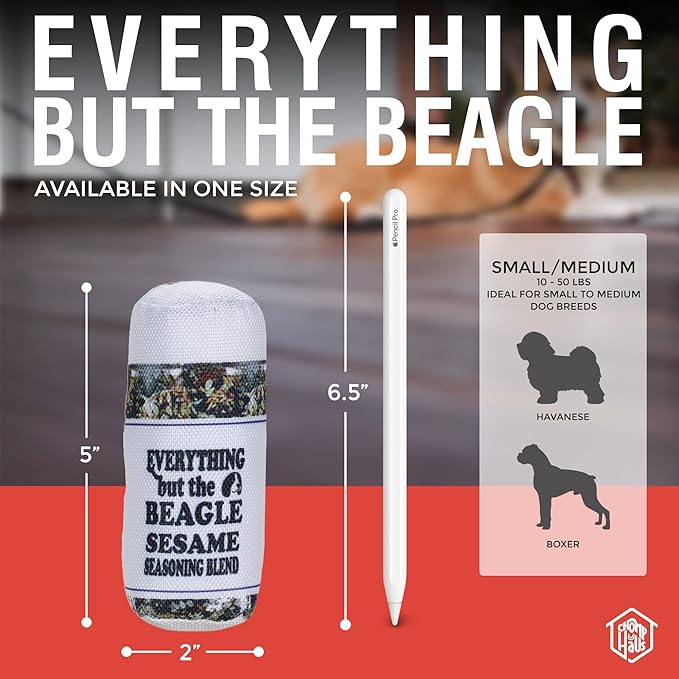 Chomp Haus Everything but The Beagle – Luxurious Durable Dog Toy with Squeaker, Soft Printed Fabric, Designer-Inspired Chew Toy, Fun Gift for Small to Medium Dogs & Dog Lovers
