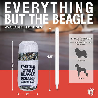 Chomp Haus Everything but The Beagle – Luxurious Durable Dog Toy with Squeaker, Soft Printed Fabric, Designer-Inspired Chew Toy, Fun Gift for Small to Medium Dogs & Dog Lovers