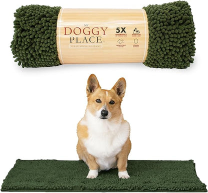 My Doggy Place Dog Mud Mat, 31" x 20" Chive – Thick Microfiber Entry Rug for Snow, Mud & Salt – Absorbent, Quick-Dry, Washer-Safe & Non-Slip, Medium