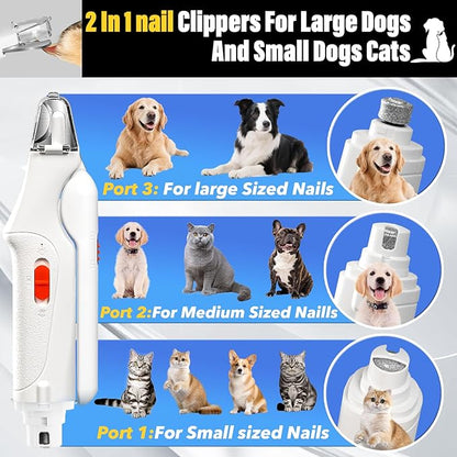 CATPICK 2-in-1 Cat Nail Clippers & Dog Nail Clippers Trimmers for Large Medium Small Dogs Cats Claw Trimmer Quick Sensor and Safety Guard USB Rechargeable with 2 LED Lights Dogs Nail Trimmer