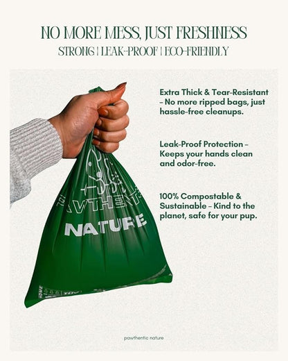 Compostable Dog Poop Bags – 60 Count Value Pack, Extra-Thick 18 Micron, Leak-Proof & Plant-Based, Light Scent, Biodegradable & Eco-Friendly for Dogs & Cats – USA Owned
