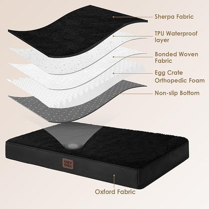 EHEYCIGA Orthopedic Dog Beds for Large Dogs with Removable Washable Cover, Black, 36x27