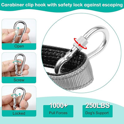 Long Leash Chew Proof, Tie Out Cable for Dogs 10/20/30/50 ft With Carabiner, Leads for Yard Medium Large Dogs, Padded Handle (Grey, 30Ft)