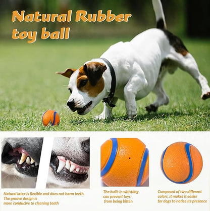 FCCUM Dog Toy Ball,Rubber Sound-Producing Toy Ball, with a Groove Design That is Resistant to Bites, Has a High Bounce, Dog Training Interactive Pet Toy, Relieving Pet Anxiety（Large Size）